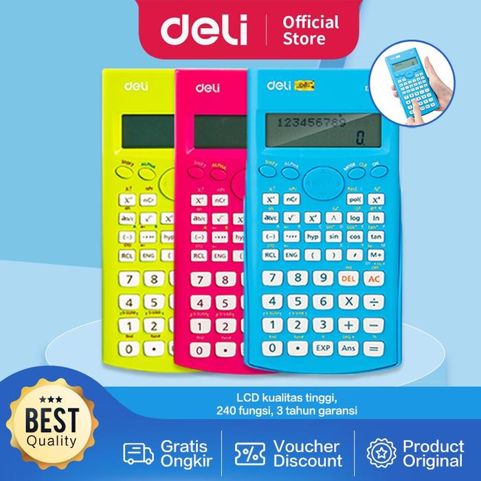 Gambar Deli  Kalkulator Scientific 240 Fungsi/ 10+2 Digits Display besar garansi 3 tahun E1710A Calculator - red dari Deli.Indonesia undefined Tokopedia