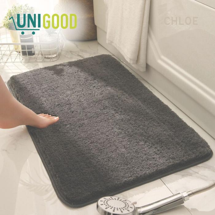 Gambar UNIGOOD - Chloe Keset Kaki Bulu Premium Microfiber Extra Tebal Anti Slip Bath Mat - Grey dari Unigood undefined Tokopedia