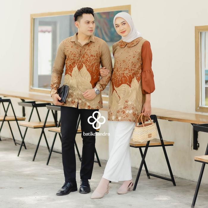 Gambar Arshaka Coklat by Batik Diandra - Batik Dress Atasan Katun Wanita Kekinian Baju Kerja Modern Couple - Kemeja, XXL dari batik diandra_NEW undefined Tokopedia