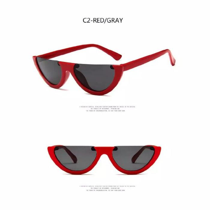 Gambar CC (KM34) Kacamata Setengah Lingkaran Kacamata Semangka Unisex Korean Style - Hitam dari CheeChaa undefined 4 Tokopedia