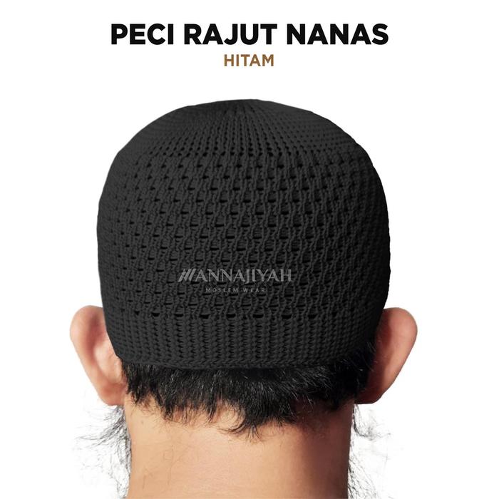 Gambar Peci Kopiah Rajut NANAS Dewasa Remaja cocok oleh oleh haji dan umroh - Hitam dari Annajiyah Moslem Wear undefined Tokopedia