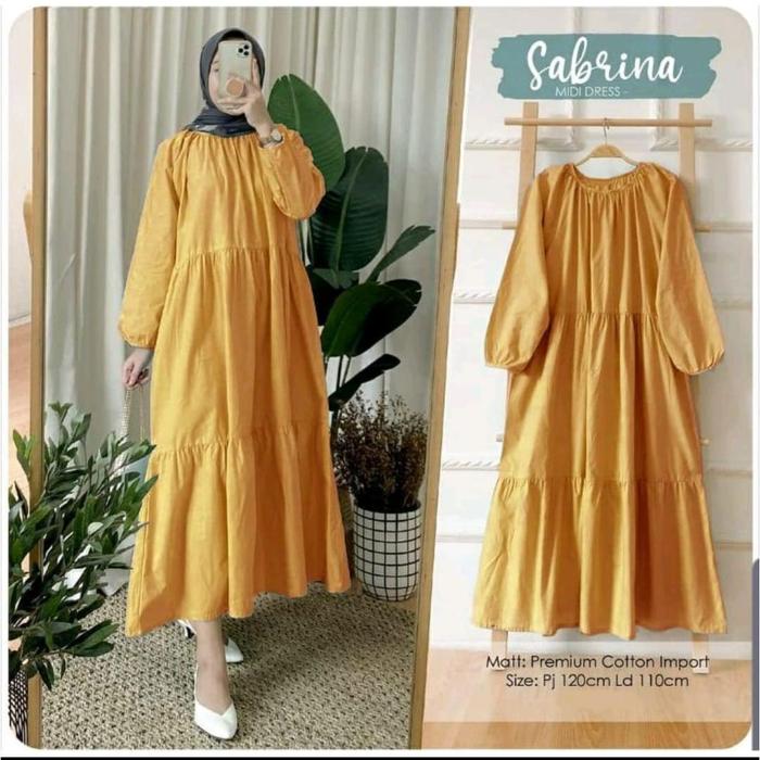 Gambar VIRAL !!! SABRINA MIDI DRESS // TUNIK WANITA POLOS // GAMIS ATASAN BAJU CEWEK MODEL SEKARANG // COD ibu kancing katun Muslim Nyaman Panjang Dewasa Karet Simple - MUSTARD, Int: One size dari Winara Outfit undefined Tokopedia
