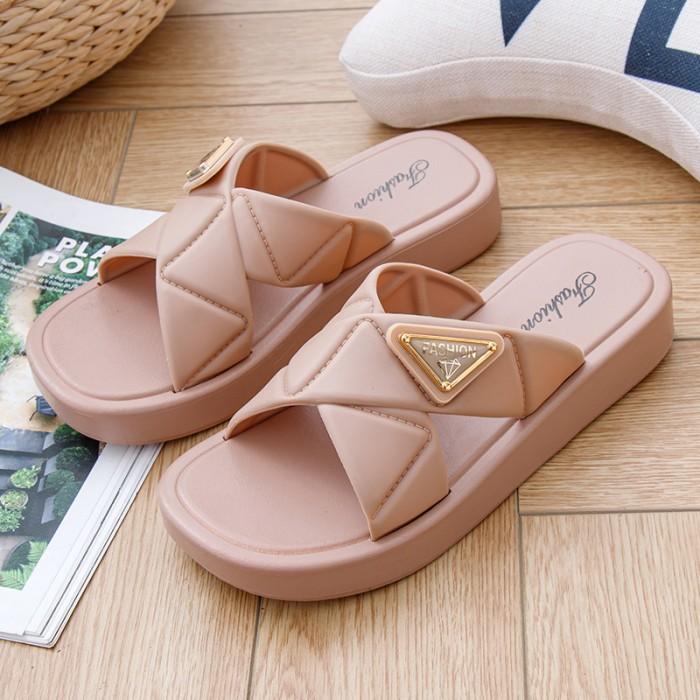 Gambar Sandal Wanita Flip Flop Slip On  Sandal jepit Wanita Korea Import - Brown, 40-41 dari ARR Store Indonesia undefined Tokopedia