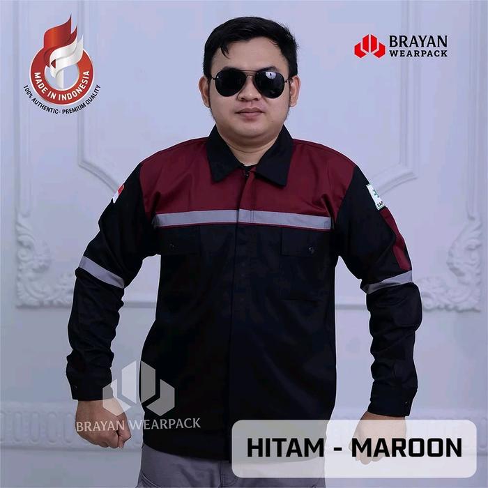 Gambar BRAYAN WEARPACK Wearpack Safety Lengan Panjang Baju Seragam Kerja Atasan Hitam Maroon - HITAM - MAROON, M dari BRAYAN WEARPACK undefined Tokopedia