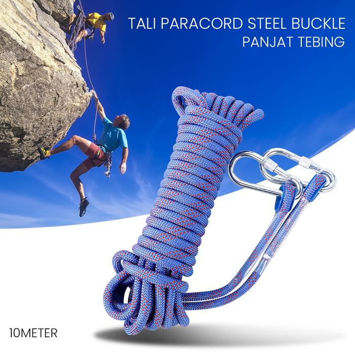 Gambar Tali Paracord Panjang Tebing Climbing Rope 10mm 10M Steel Buckle 24KN Perlengkapan Panjat Tebing Tali Untuk Panjat Tebing Kuat Hingga 2400KG Sangat Kuat Tahan Lama - Biru dari Siegel Store undefined Tokopedia
