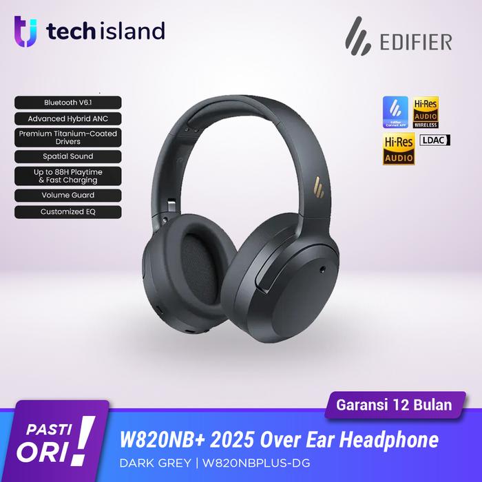 Gambar Edifier W820NB Plus 2025 New Version Wireless ANC Over-Ear Headphone W820NB+ 2025 - Dark Gray dari Tech Island undefined Tokopedia