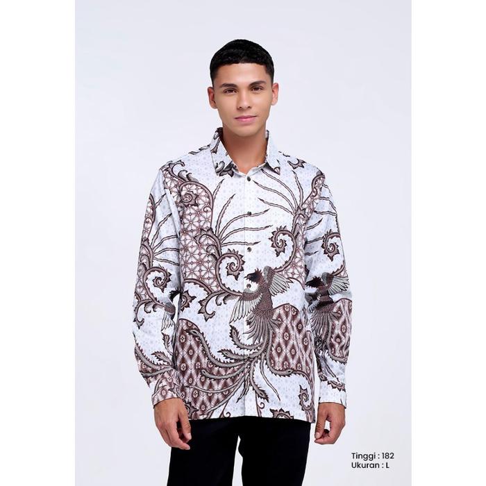 Gambar MANZONE - Kemeja Batik Lengan Panjang Pria Chandrasekhar Modern Fit - White - S, White dari Manzone Store undefined Tokopedia