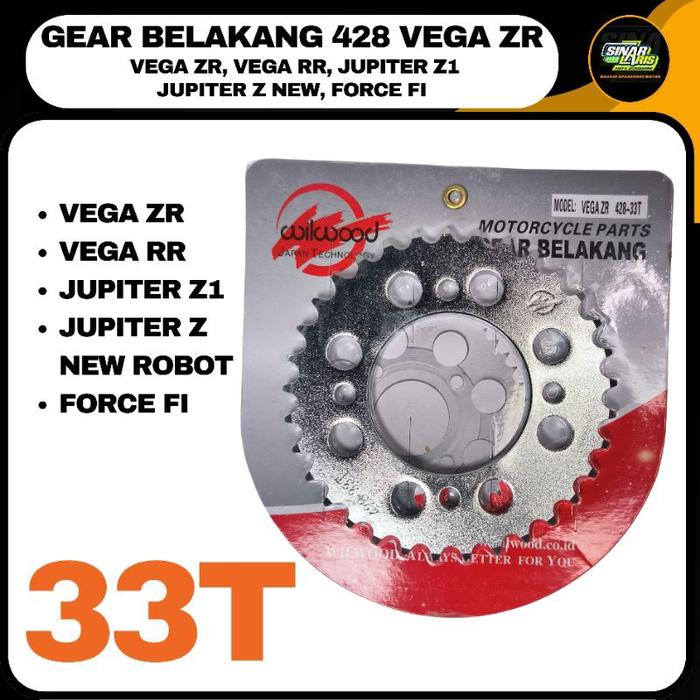 Gambar GEAR GIR BELAKANG 428 JUPITER Z1/VEGA ZR/JUPITER NEW ROBOT/VEGA FORCE/VEGA RR WILWOOD - SINAR LARIS - VEGA ZR 33T dari SINAR LARIS99 undefined Tokopedia