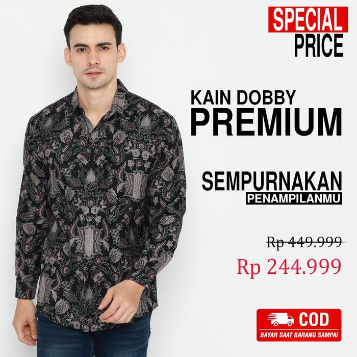 Gambar BATIK PRIA LENGAN PANJANG Kemeja Batik Dobby Slimfit Premium Motif Pintu Aceh Warna Hitam 721211 Cap 72 - Baju Kemeja Atasan Pakaian Setelan Batik Pria Cowok Laki Laki Remaja Keluarga Kant - Lengan Panjang S dari 72 Batik undefined Tokopedia