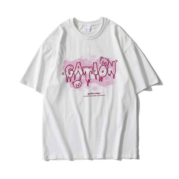 Gambar [luckydino] Kaos Oversize Gation Beruang Two Tone Ombre Dops Japanese Hitam Putih Pink Abu-Abu Soft Color T-shirt Couple Unisex Unik Korean Style - Putih, Allsize dari Lucky Dino undefined Tokopedia