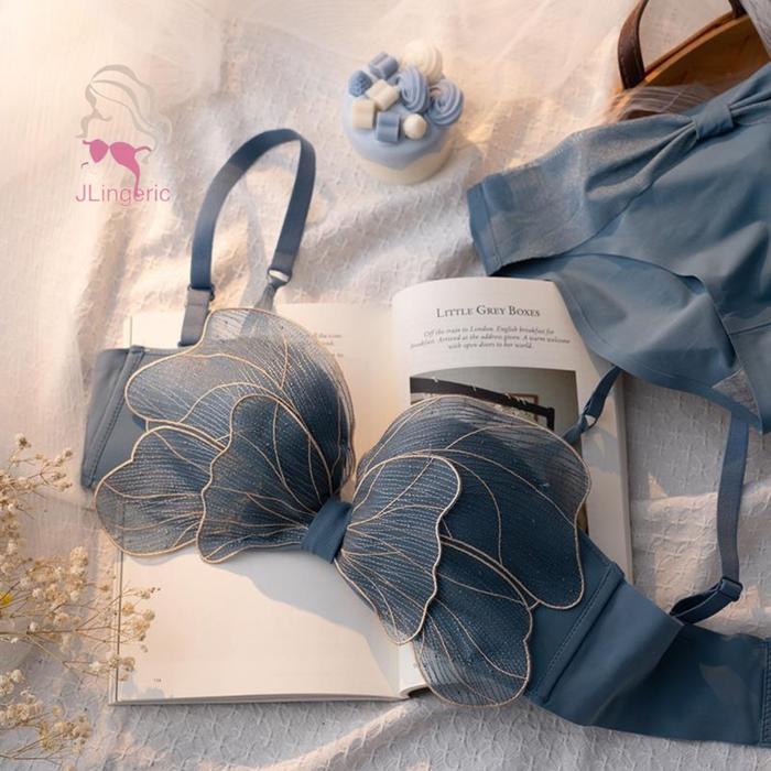 Gambar Bra Set / Set Bra / BH SET Wanita Seksi / BH Setelan Wanita dan Celana Dalam Wanita/ Bra dan celana dalam wanita model Kupu Kupu / Bikini /SESERAHAN / KADO PERNIKAHAN - JLINGERIC BISA COD TERMURAH - BIRU, 34 dari JLingeric_NEW undefined Tokopedia