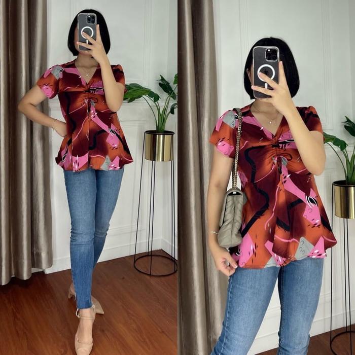 Gambar Baju atasan rayon serut depan rayon premium baju atasan keren Lembut Wanita - liz, all size dari CALINEA21 undefined Tokopedia