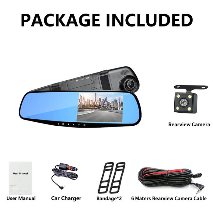 Gambar Acroder Dashcam Mobil 4.3 Inci HD 1080P Depan Belakang Ganda Lensa Loop Recording - T900, dashcam only-no card dari Acroder Indonesia Kab. Tangerang Tokopedia