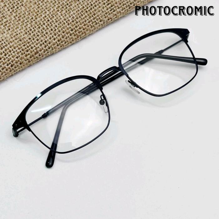 Gambar SK 1924 KACAMATA KOTAK BESI PRIA WANITA BISA UNTUK MATA NORMAL,MINUS,PLUS,CYL Hitam Silver Eyewear - hitam full, kacamata saja dari senokacamata undefined Tokopedia