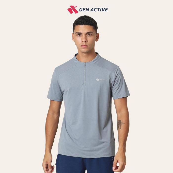 Gambar GEN ACTIVE Baju Olahraga Pria Kaos Dry Fit Mockneck Zipper Atasan Pakaian Sport - Gray, M - Gray, M dari Lincah Apparel undefined Tokopedia