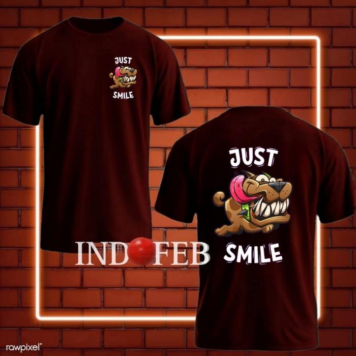 Gambar KAOS DEWASA JUST SMILE/6 ukuran/GAMBAR DEPAN BELAKANG/ BAJU DISTRO KAOS / SABLON DIGITAL /ATASAN  / PAKAIAN PRIA WANITA /UNISEX/KAOS DALAM Oblong Combed Keren - MARON, S dari INDOBEST COLLECTION_NEW undefined Tokopedia