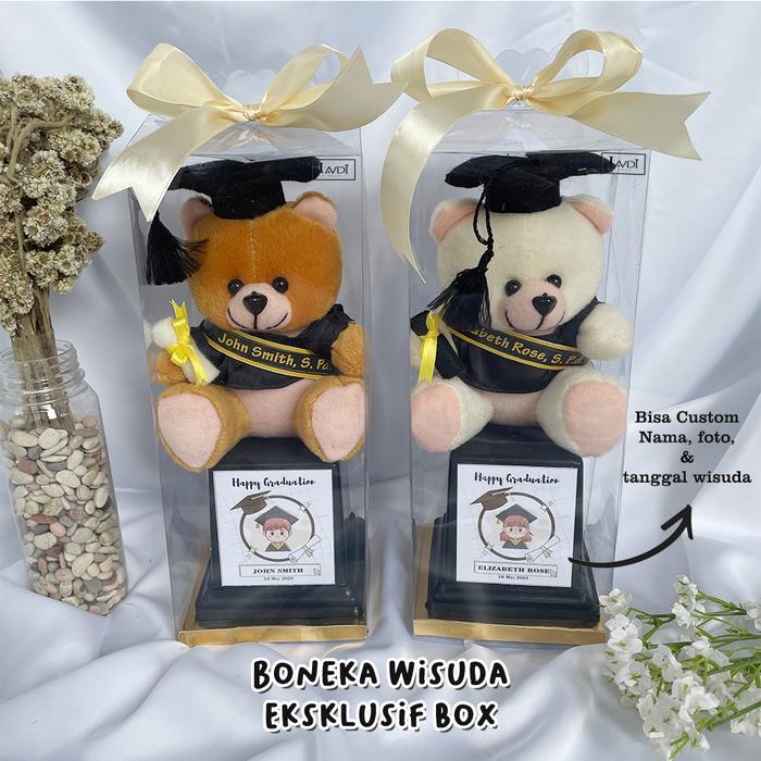 Gambar LAVDI Boneka Wisuda Mini Teddy Bear Box Mika Custom Nama Hadiah Wisuda Sempro Lulusan Dolls - CREAM dari Lavdi shop undefined Tokopedia