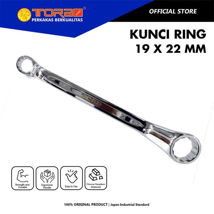 Gambar TORA Kunci Ring 19 x 22 mm - Double Ring Offset Spanner dari Tora Official Store undefined Tokopedia