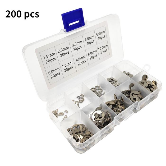 Gambar 200Pcs Snap E Ring Set Snapring E6-E7-E8-E9-E10-E1.5-E2-E3-E4-E5 Circlip Ring Clip Klip Retaining - 200pcs dari Tokoplus undefined Tokopedia