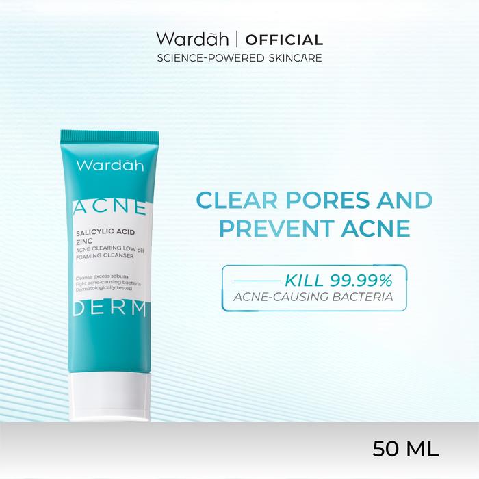 Gambar WARDAH Acnederm Salicylic Acid Zinc Acne Clearing Low pH Foaming Cleanser - Skincare - 50 ml dari wardahbeautyid undefined Tokopedia