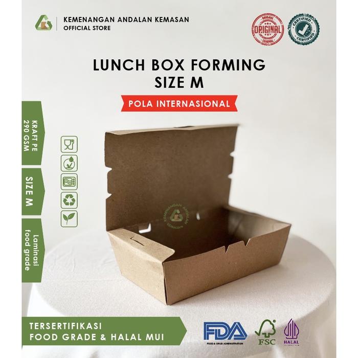 Gambar (ISI 100PCS) Lunch Box Forming size M Pola Internasional (WAJIB MEMBELI EXTRA BUBBLE) Kotak Makanan Kertas Kraft PE dari Kemenangan Andalan Kemasan undefined Tokopedia