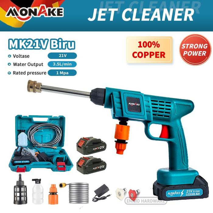 Gambar MONAKE Alat Cuci Mobil Mesin semprotan cuci motor Jet Cleaner Cordless Alat Portable Nirkabel 21V - MK21V Biru dari Monake Professional Store undefined Tokopedia