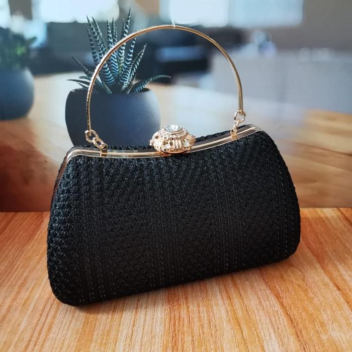 Gambar Tas Pesta Wanita Elegan Kondangan  Lokal Murah Clutch Dompet 8888210 Kliksista Luna - Black dari Kliksista undefined Tokopedia