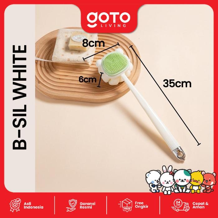 Gambar (Best Offer) Goto [COD] Cleya Scrubber Bath Sikat Badan Untuk Mandi Anti Slip 2in1 - B-SIL WHITE dari Goto Living undefined Tokopedia