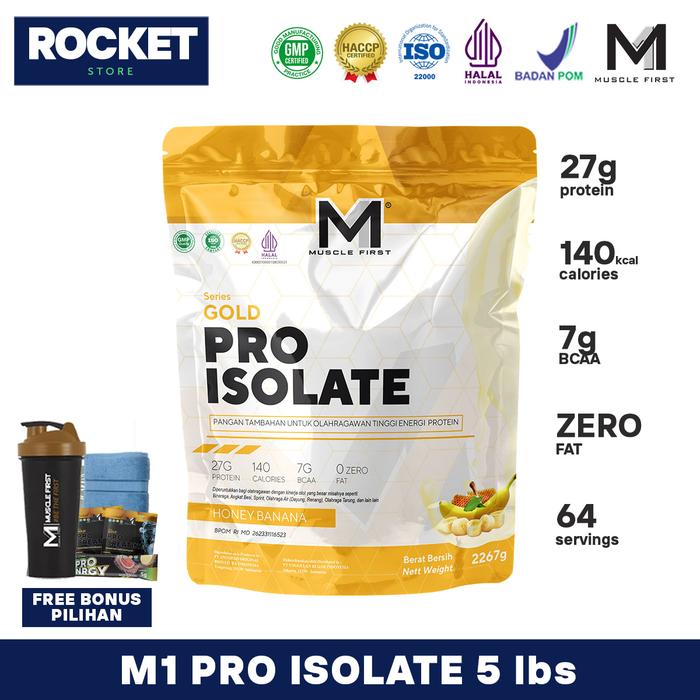Gambar Muscle First M1 Gold Pro Isolate 5 lbs 64 servings - Whey Protein Isolate - Honey Banana, TANPA BONUS dari Rocket Store Jakarta undefined Tokopedia