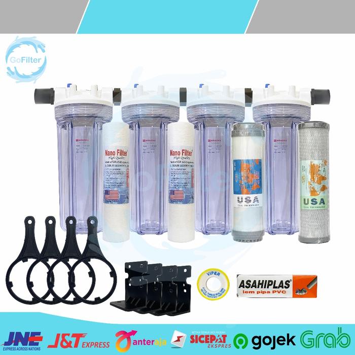 Gambar PAKET FILTER AIR 4 TAHAP FILTERISASI / PAM SUMUR TOREN KERUH KOTOR BAU KUNING Set Water - Clear, 1/2 dari Alfa Nano Filter undefined Tokopedia