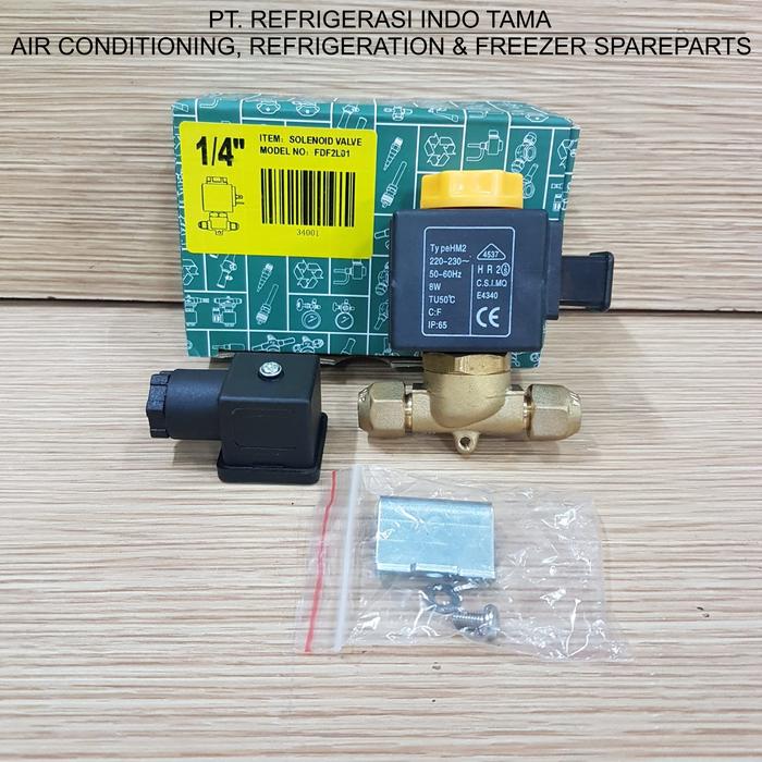 Gambar Solenoid Valve LT 1/4" + Coil 220-230V dari REFRIGERASI INDO TAMA undefined Tokopedia