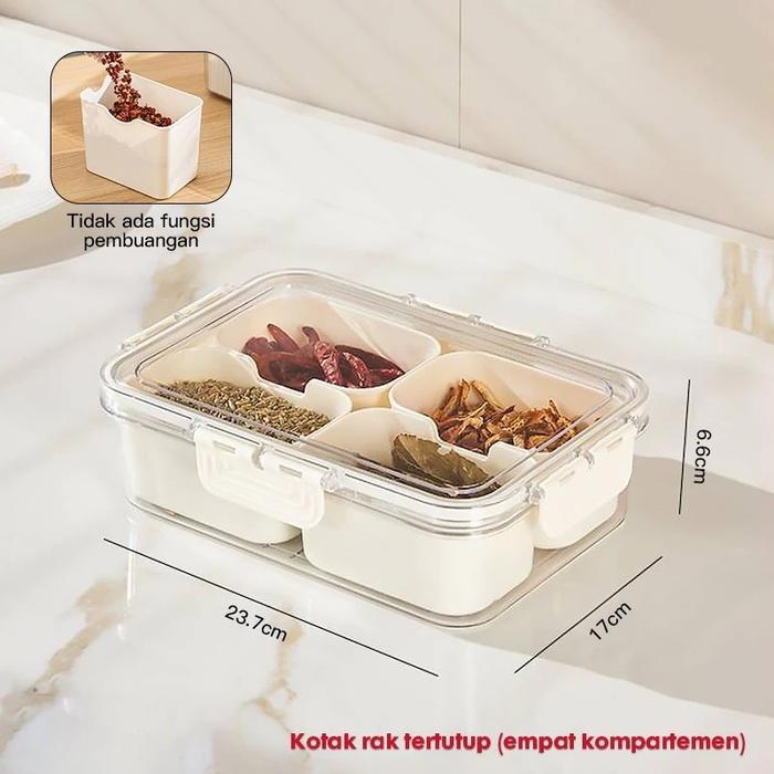 Gambar Food Container Kedap Udara / Kotak Penyimpanan Makanan Ringan Tempat Makan Bumbu Dapur Wadah Penyimpanan Buah Sayur Makanan Di Kulkas Dengan Tutup Kedap Udara Food-Storage Karet Plastik - 4 Sekat | F176-1 dari Aimilo Semarang undefined Tokopedia