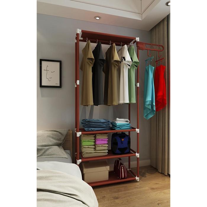 Gambar BISA COD SHENAR gantungan baju berdiri/rak baju/lemari plastik gantung/standing hanger serbaguna rak gantung baju lemari pakaian tanpa kain - BROWN dari tokoshenar88 undefined Tokopedia