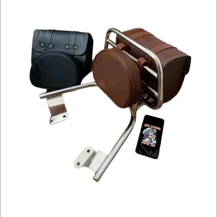 Gambar Aksesoris Yamaha Grand Filano Back rack + sandaran busa tas.. - crome coklat polos dari Q scooters vareasi undefined Tokopedia