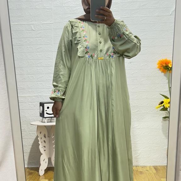Gambar Dress aura midi premium gamis - matcha dari LENTERA FASHION ID undefined Tokopedia