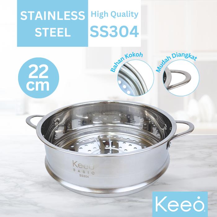 Gambar Keeo 22 cm Kukusan Klakat Steamer Stainless Steel SS304 Anti Karat dari Keeo Home undefined Tokopedia