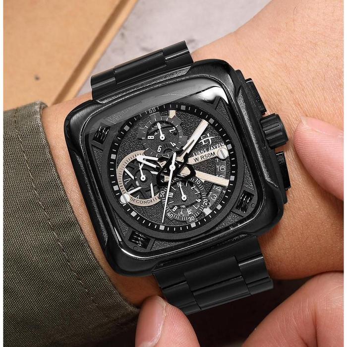 Gambar Buy 1 Get 1 !!! Evans Jayden Jam Tangan Pria 9555 Rantai Stainless Steel Kaca Sapphire Water Resistant 5ATM Watches - Hitam Full dari Gudang Jam Tangan ID undefined Tokopedia