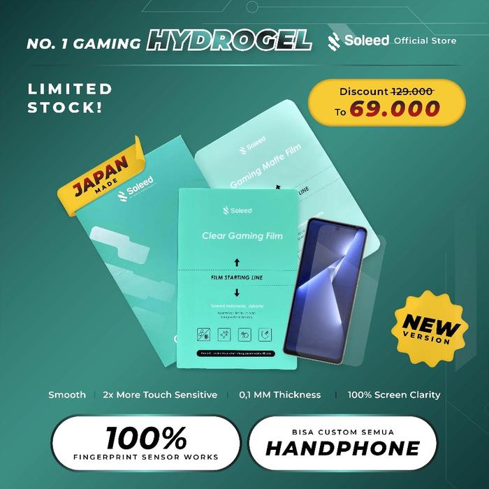 Gambar SOLEED - Tecno Pova 7 5G Pro Gaming Hydrogel Clear Matte | Anti Gores Protector - Not Tempered Glass - Tecno Pova 7 5G, Clear dari Soleed Indonesia undefined Tokopedia
