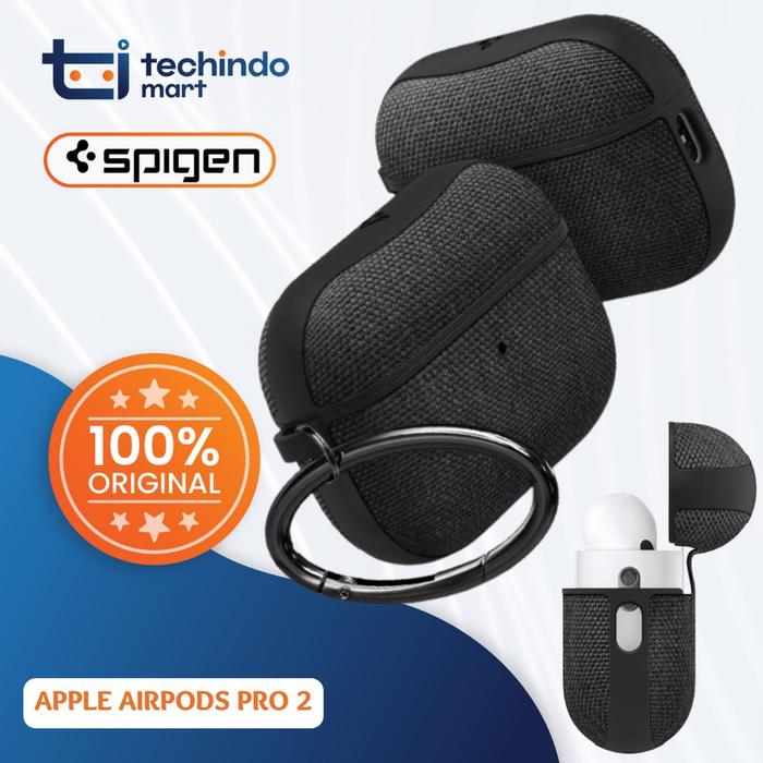 Gambar Case Airpods Pro 2 Spigen Urban Fit Hard Cover Fabric Hook Slim Casing - BLACK dari techindo mart undefined Tokopedia