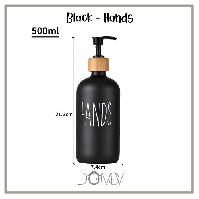 Gambar DOMOV SOLAS Botol Sabun Wastafel Kamar Mandi Pump Bottle Soap Dispenser Glass Kaca Estetik Minimalis - Hitam Hands dari Domovhome undefined Tokopedia