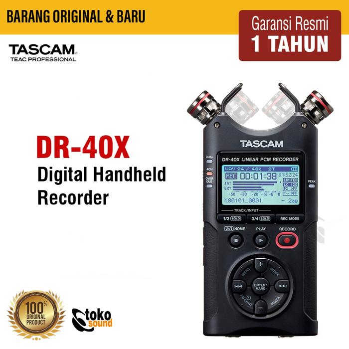 Gambar Tascam DR-40X Four Track Digital Audio Recorder and USB Audio Interface - Black dari Tokosound Proaudio undefined Tokopedia
