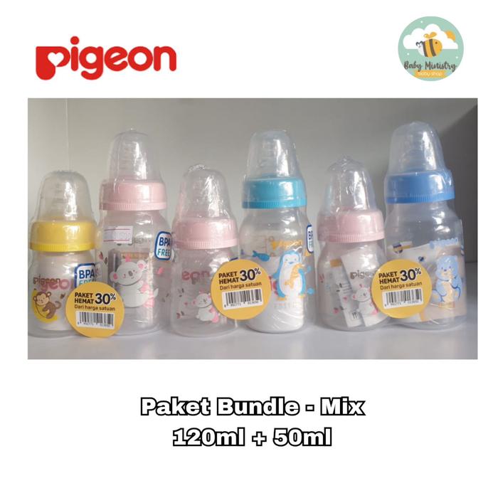 Gambar Botol Susu Pigeon PP Standart  - MIX BOTTLE / BUY 1 GET 1 FREE / Paket lebih hemat 30% dari harga botol yang satuan / 240ml / 120ml / 50ml - boy , 120 ML + 50 ML dari BabyMinistry undefined Tokopedia