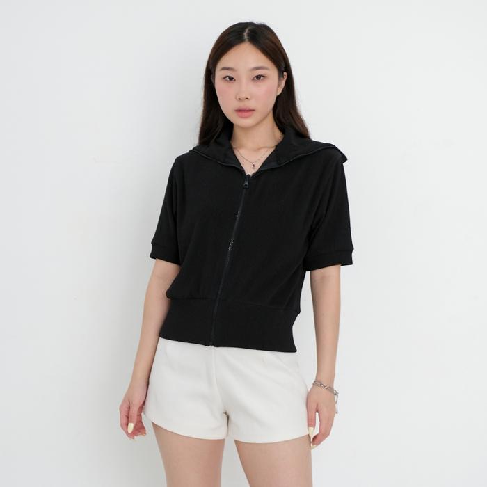 Gambar SAGI - Capri Short Sleeve Top | Atasan Lengan Pendek Rajut Berkerah Knit Wanita | Outer Jacket - Space Black SG dari Sagi ID undefined Tokopedia
