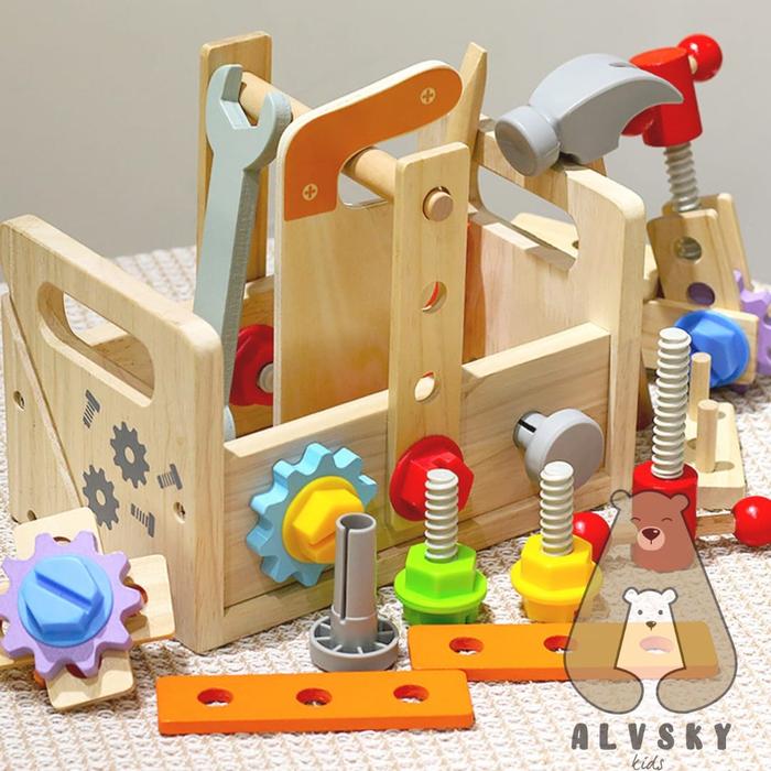 Gambar MAINAN EDUKASI PERKAKAS TUKANG KAYU ANAK / WOODEN TOOL BOX Kado dari ALVSKYKIDS undefined Tokopedia