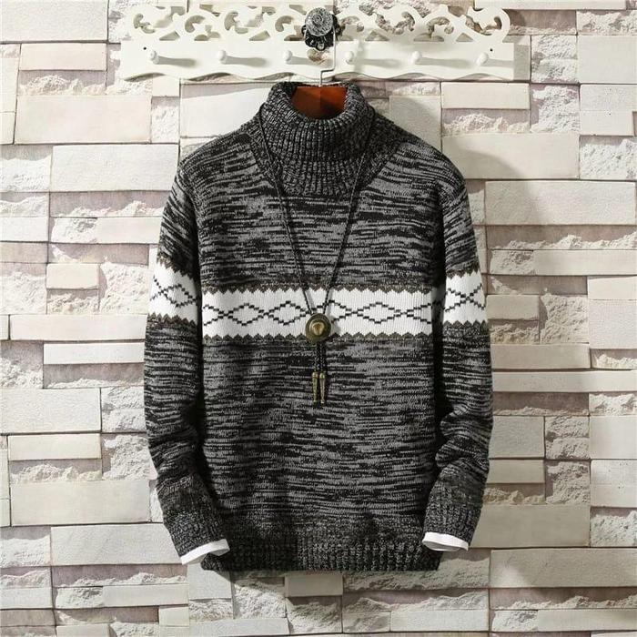 Gambar Kaos Atasan Pria Lengan Panjang Rajut Turtleneck Premium - Twotone, M dari RAZOET. LOCAL undefined Tokopedia