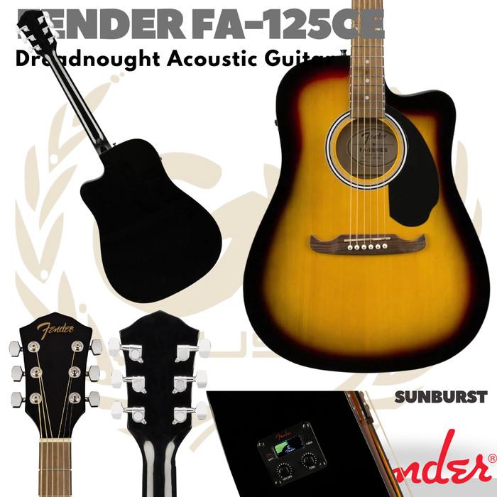 Gambar Fender FA-125CE Dreadnought Acoustic Electric Guitar - Gitar Fender - Sunburst dari GH Music Store undefined Tokopedia