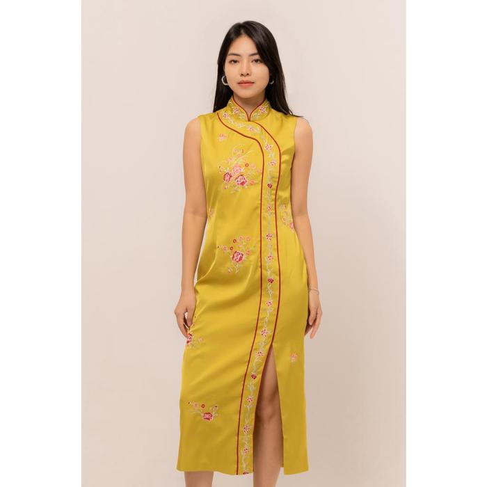 Gambar RIMINI - Dress Embroidery Cheongsam Wanita Slit Tanpa Lengan Size XS-XL -  Yuyan Dress CC32209 - XS, BLACK dari RIMINI SEMARANG undefined Tokopedia