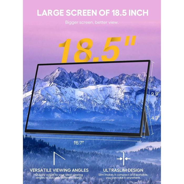 Gambar UPERFECT Portable Gaming Monitor Touchscreen 18.5 Inch IPS FHD 120Hz - E6 Pro - Hitam dari Kanca Komputer undefined Tokopedia