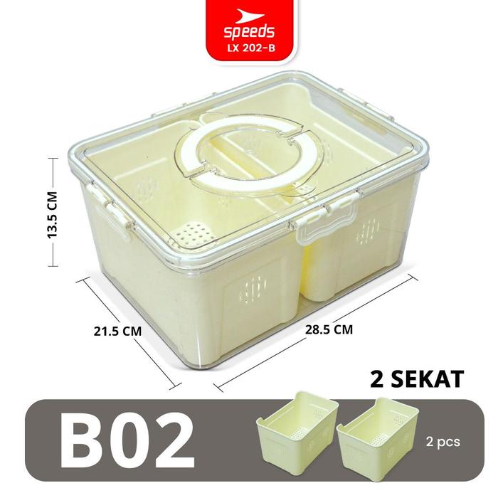Gambar SPEEDS Food Container Tempat Penyimpanan Makanan Tutup Transparan Dengan Saringan Bumbu Sayuran Cabai Bawang Dapur Rak Kulkas 202-A - B02 dari Speedshome Kota Surabaya Tokopedia