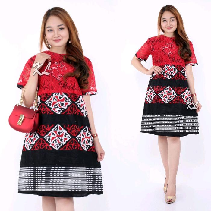 Gambar Couple Pasangan Natal Dress Brukat Batik Katun M L XL XXL - Dress Merah Putih, XXL dari Batik Rizquna undefined Tokopedia